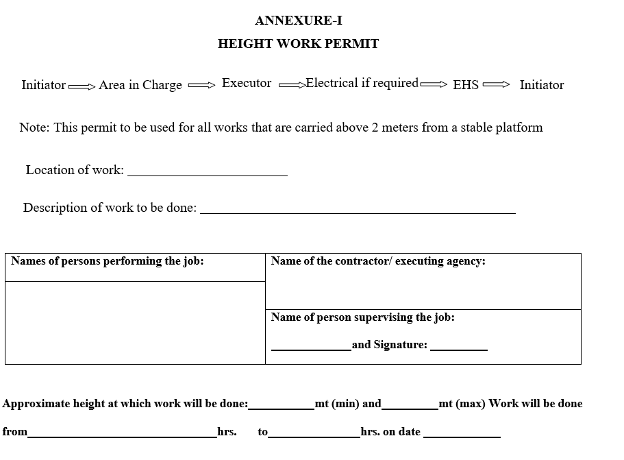 HEIGHT WORK PERMIT