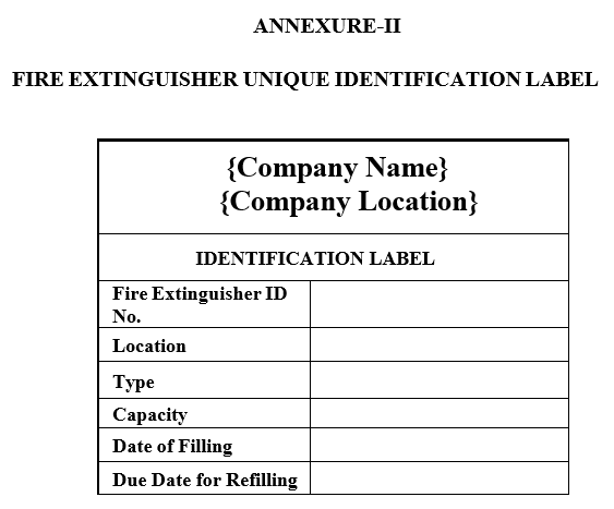 FIRE EXTINGUISHER UNIQUE IDENTIFICATION LABEL