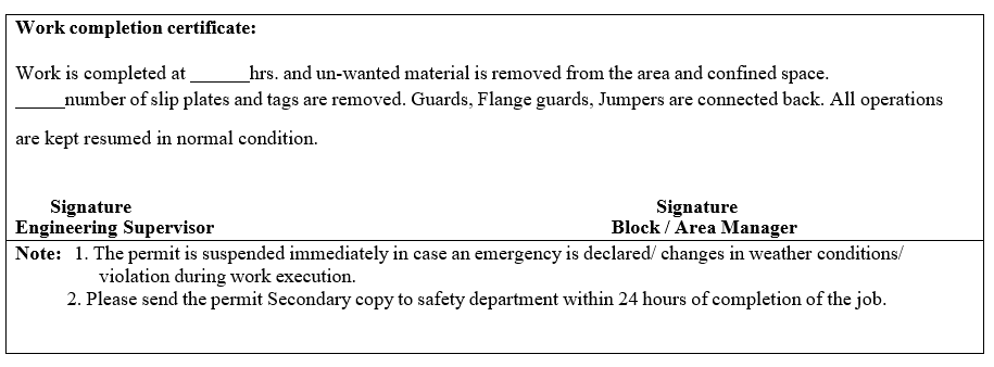 PERMIT TO CONFINED SPACE ENTRY