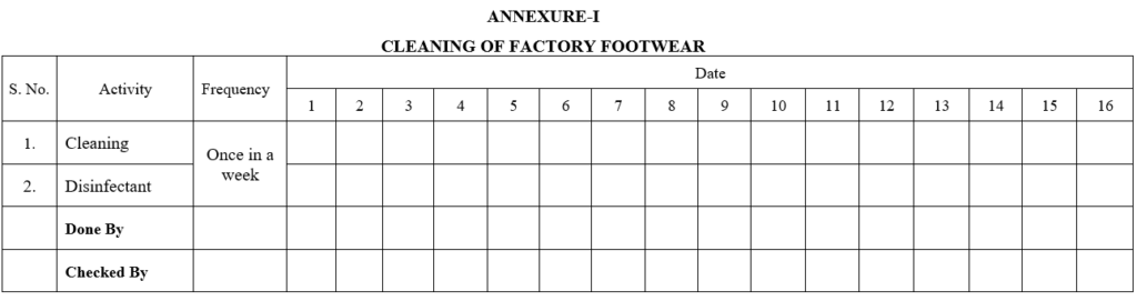 CLEANING OF FACTORY FOOTWEAR