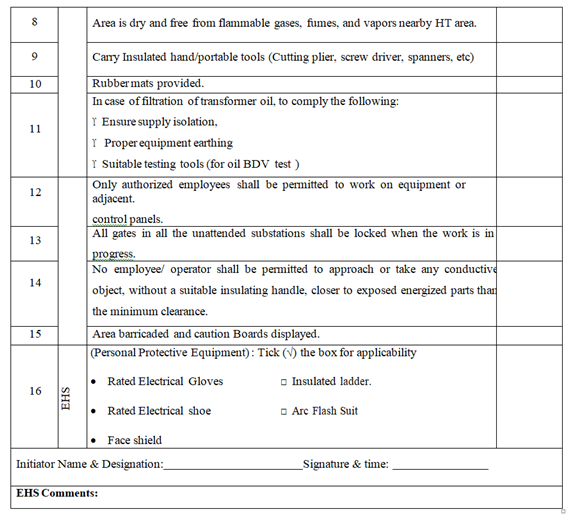 PERMIT TO ELECTRICAL WORK ( HT WORKS)