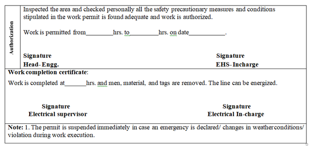 PERMIT TO ELECTRICAL WORK ( HT WORKS)