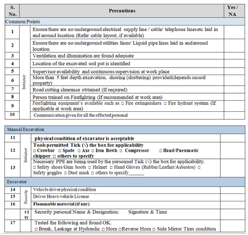 PERMIT TO EXCAVATION WORK