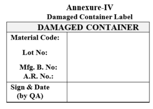 RECEIPT, STORAGE AND HANDLING OF RAW MATERIAL AND PACKING MATERIAL ...