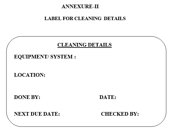 LABEL FOR CLEANING DETAILS