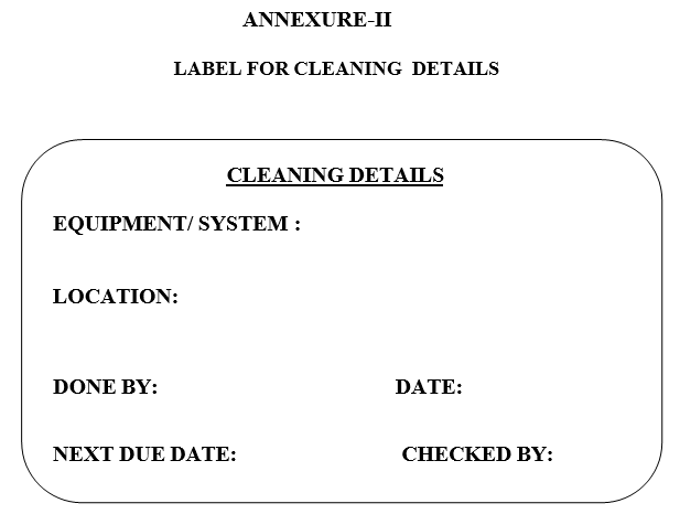 LABEL FOR CLEANING DETAILS