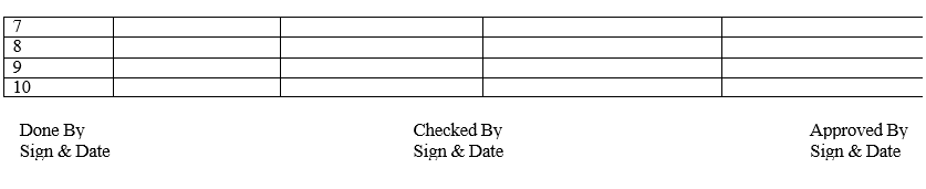 MESH CALIBRATION LOG SHEET FOR OTHER MESHES