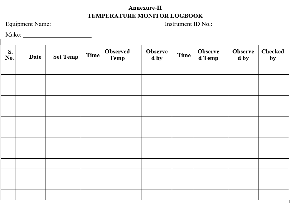 TEMPERATURE MONITOR LOGBOOK