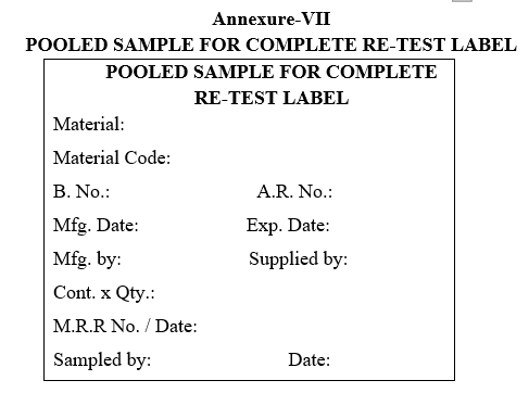 POOLED SAMPLE FOR COMPLETE RE-TEST LABEL