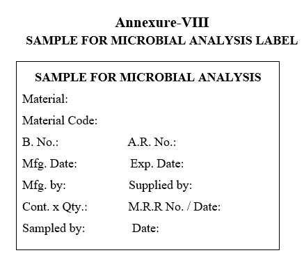 SAMPLE FOR MICROBIAL ANALYSIS LABEL