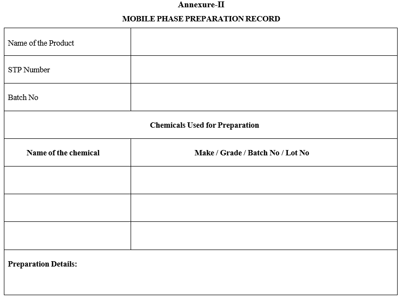 MOBILE PHASE PREPARATION RECORD