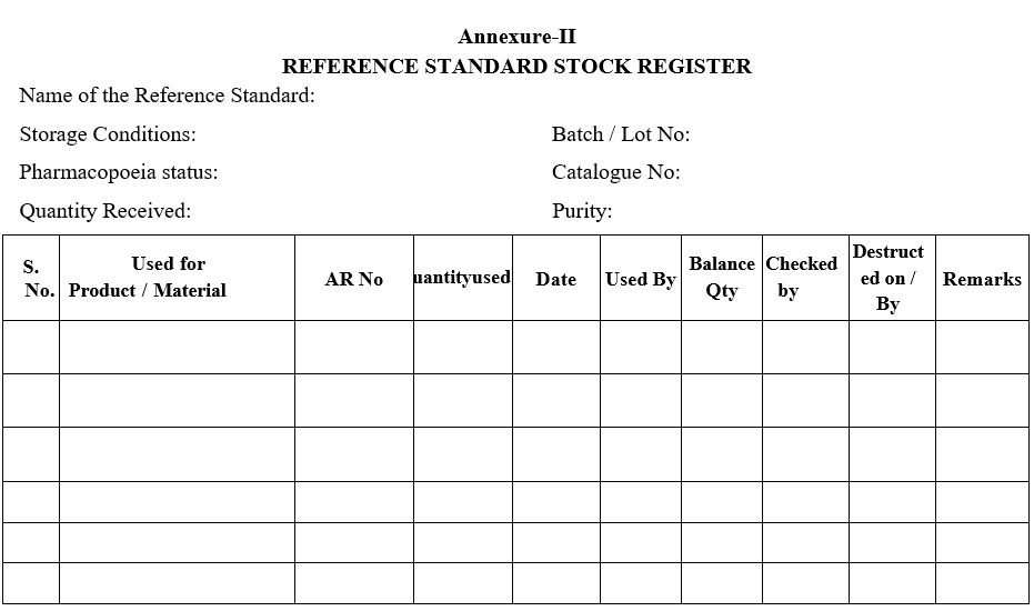 REFERENCE STANDARD STOCK REGISTER