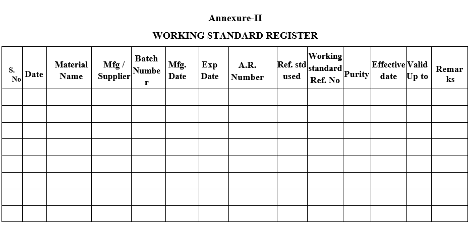 WORKING STANDARD REGISTER