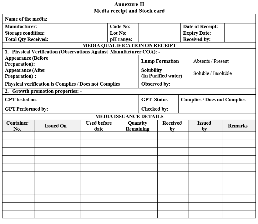 Media receipt and Stock card