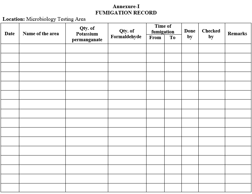 FUMIGATION IN MICROBIOLOGY TESTING AREA – PharmaGuideHub