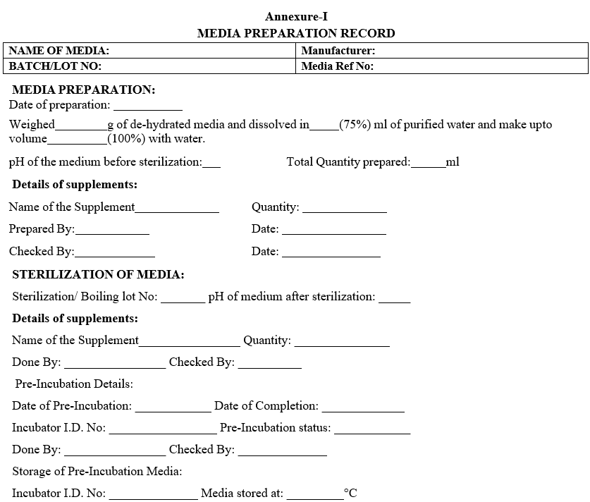 MEDIA PREPARATION RECORD