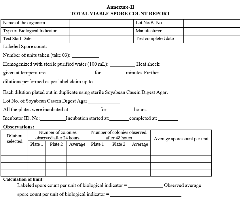 TOTAL VIABLESPORE COUNT REPORT