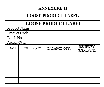 LOOSE PRODUCT LABEL