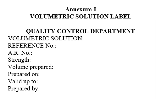 VOLUMETRIC SOLUTION LABEL