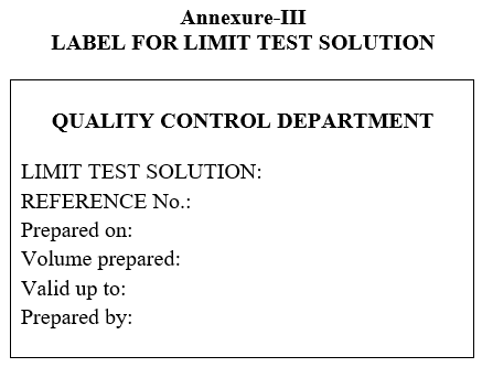 LABEL FOR LIMIT TEST SOLUTION