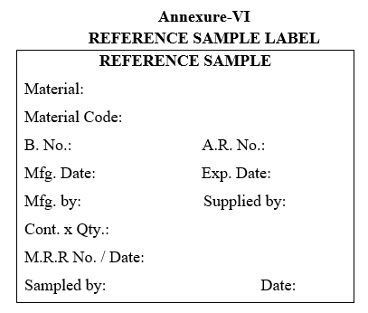 REFERENCE SAMPLE LABEL