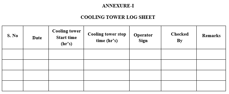 COOLING TOWER LOG SHEET