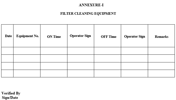 FILTER CLEANING EQUIPMENT 