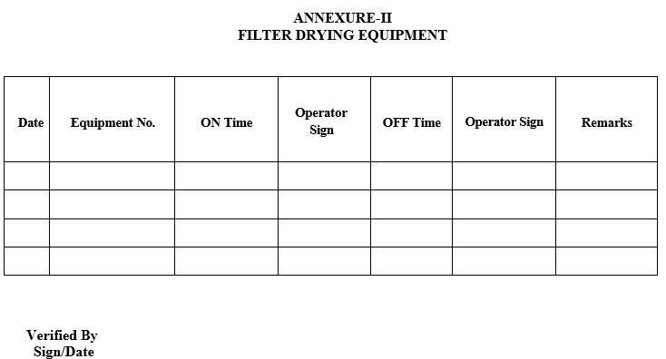 FILTER DRYING EQUIPMENT