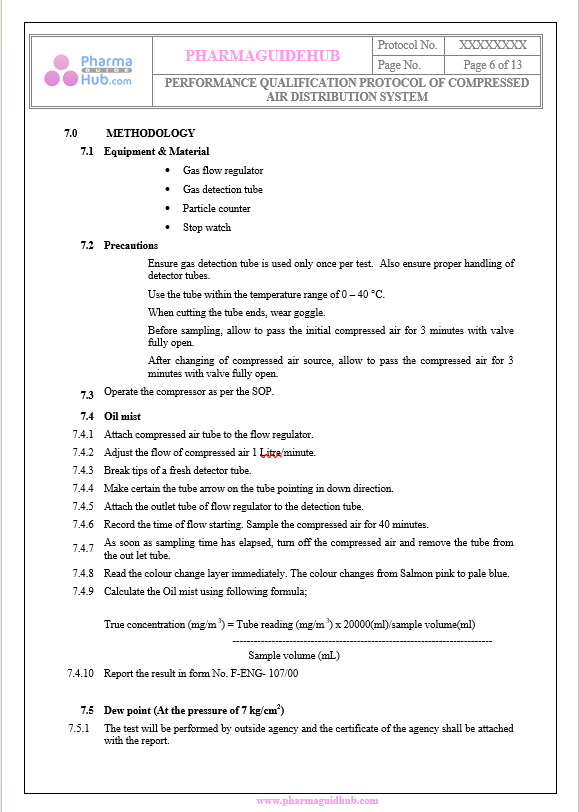 PERFORMANCE QUALIFICATION PROTOCOL OF COMPRESSED AIR DISTRIBUTION SYSTEM