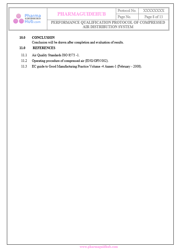 PERFORMANCE QUALIFICATION PROTOCOL OF COMPRESSED AIR DISTRIBUTION SYSTEM