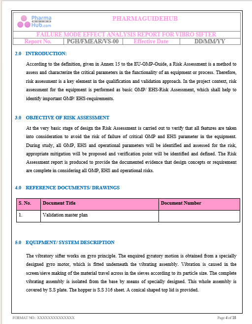 FAILURE MODE EFFECT ANALYSIS REPORT FOR VIBRO SIFTER