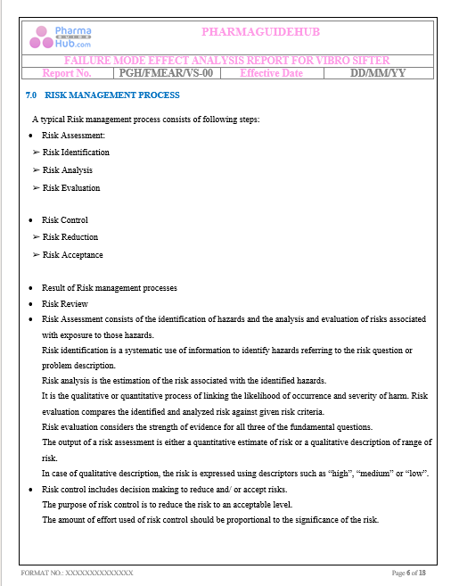 FAILURE MODE EFFECT ANALYSIS REPORT FOR VIBRO SIFTER