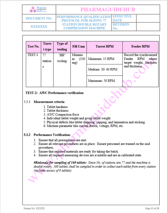 PERFORMANCE QUALIFICATION PROTOCOL FOR SEJONG 77 STATION DOUBLE ROTARY ...