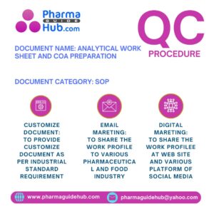 ANALYTICAL WORK SHEET AND COA PREPARATION