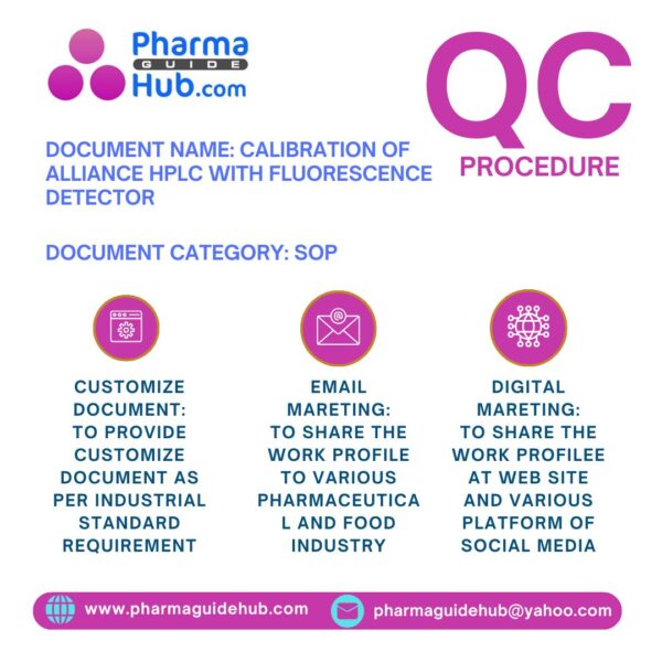 CALIBRATION OF ALLIANCE HPLC WITH FLUORESCENCE DETECTOR