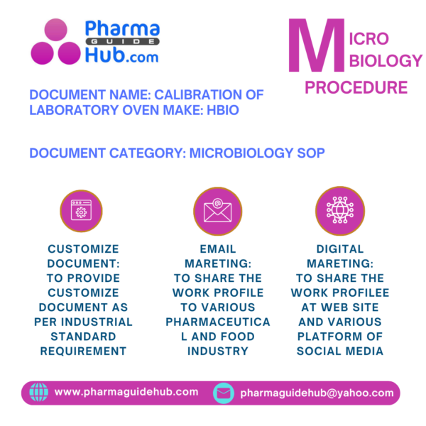 CALIBRATION OF LABORATORY OVEN Make HBio