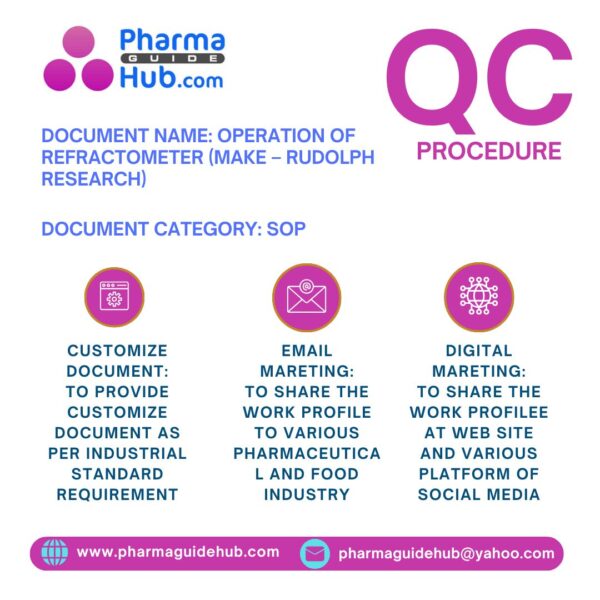 OPERATION OF REFRACTOMETER (MAKE – RUDOLPH RESEARCH)