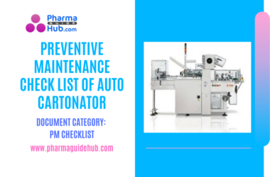 PREVENTIVE MAINTENANCE CHECK LIST OF AUTO CARTONATOR