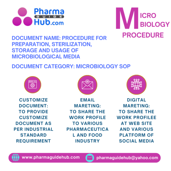 PROCEDURE FOR PREPARATION, STERILIZATION, STORAGE AND USAGE OF MICROBIOLOGICAL MEDIA