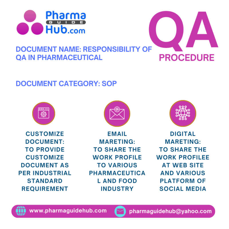 RESPONSIBILITY OF QA IN PHARMACEUTICAL – PharmaGuideHub