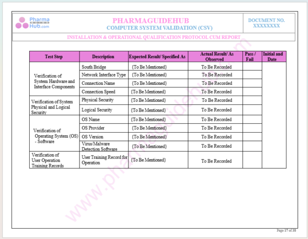 COMPUTER SYSTEM VALIDATION (CSV)- INSTALLATION & OPERATIONAL ...