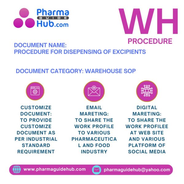 PROCEDURE FOR DISEPENSING OF EXCIPIENTS