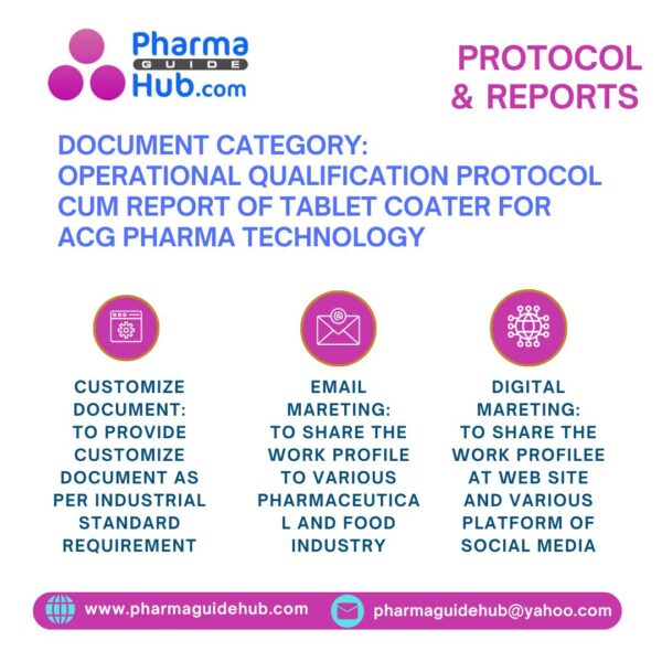 OPERATIONAL QUALIFICATION PROTOCOL CUM REPORT OF TABLET COATER FOR ACG PHARMA TECHNOLOGY