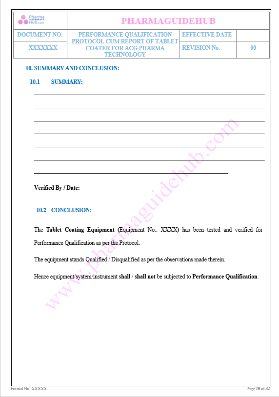 Performance Qualification of Tablet Coating Machine