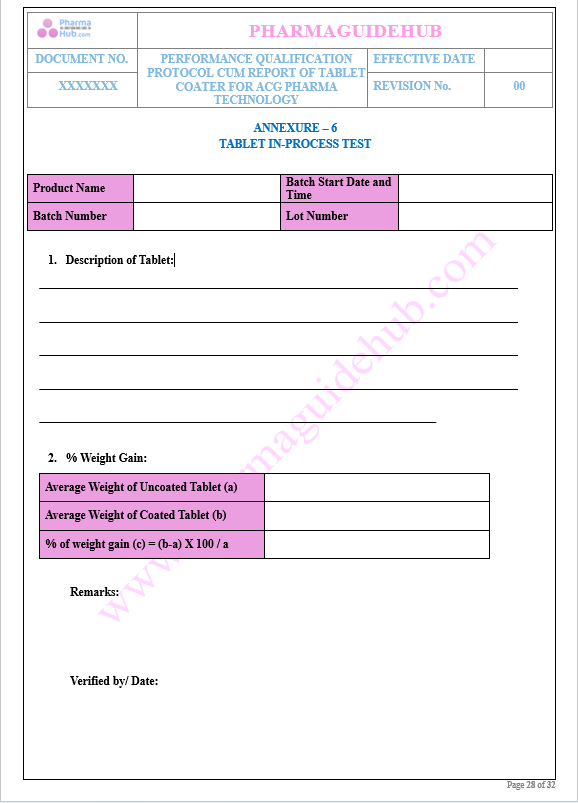 PERFORMANCE QUALIFICATION OF TABLET COATING MACHINE