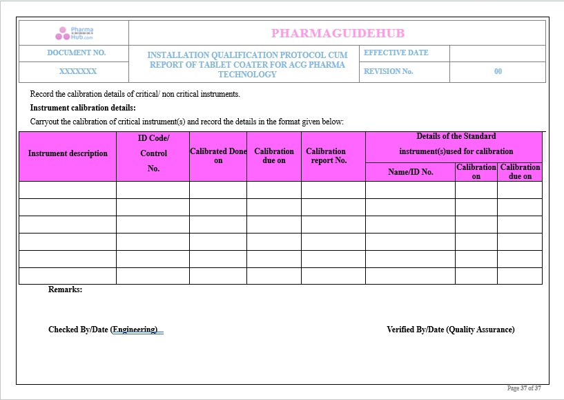 INSTALLATION QUALIFICATION 