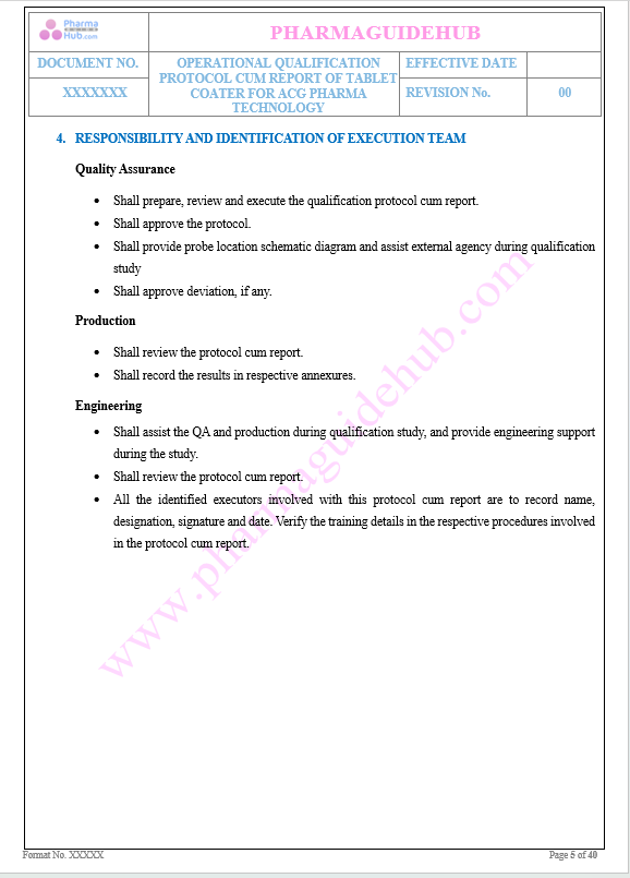 OPERATIONAL QUALIFICATION OF TABLET COATING MACHINE