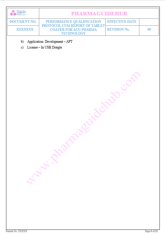 Performance Qualification of Tablet Coating Machine