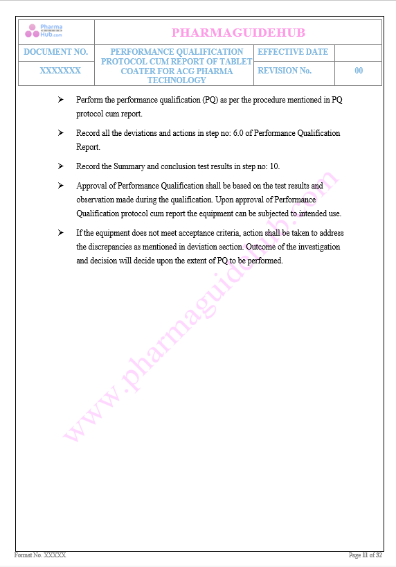 Performance Qualification of Tablet Coating Machine