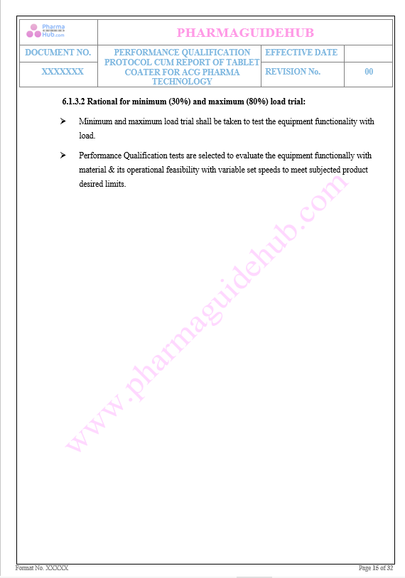 Performance Qualification of Tablet Coating Machine